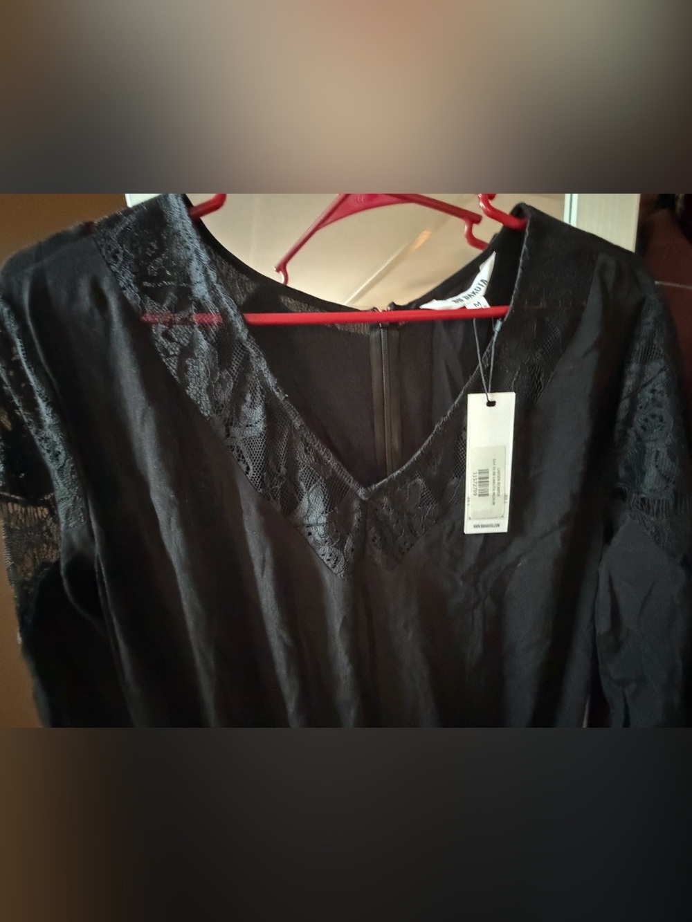 BB Dakota Black Long-Sleeve Lace-Accent Romper, NWT, M